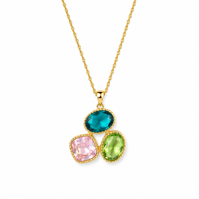 Trio Gemstone Pendant Necklace
