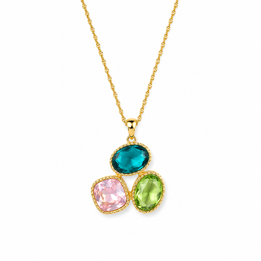 Trio Gemstone Pendant Necklace