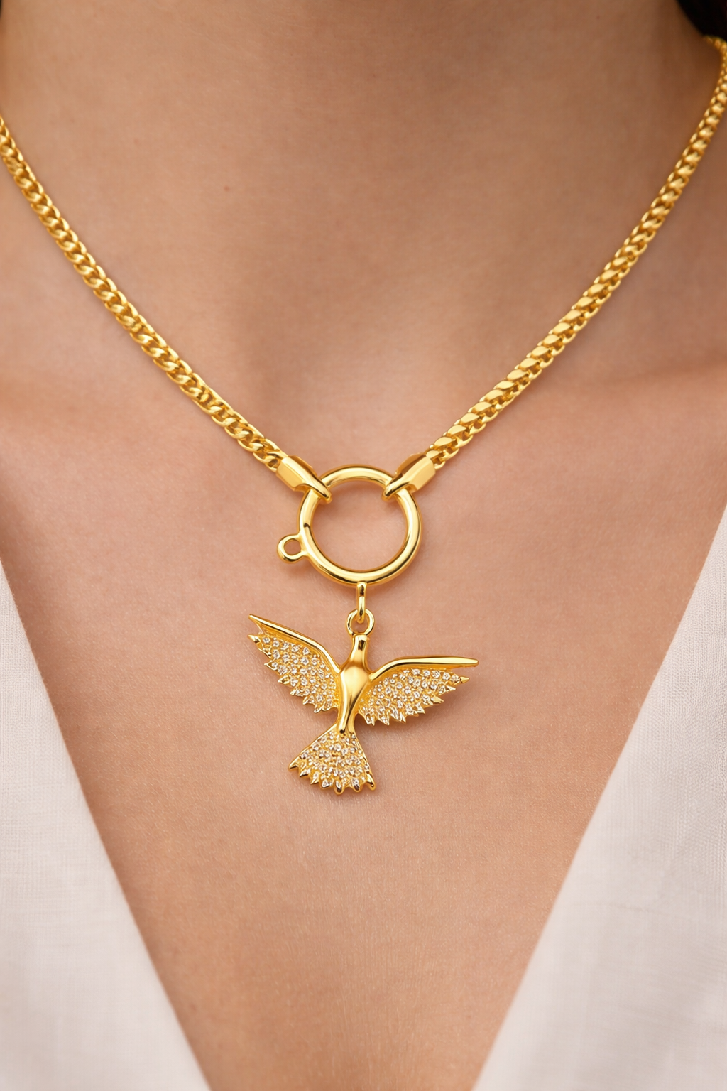 Golden Dove Charm Necklace