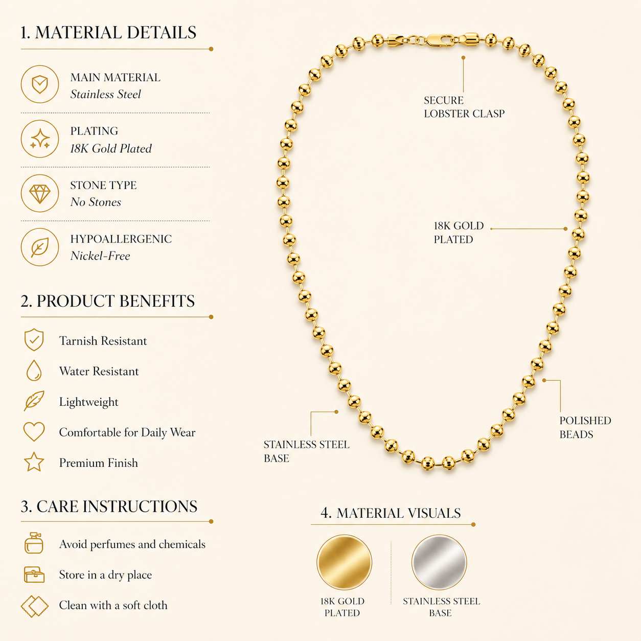 Gold Beaded Necklace