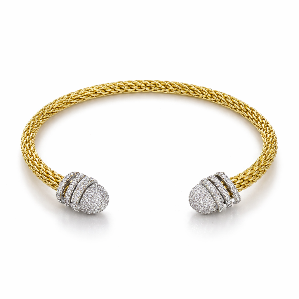 Pavé Crown Twist Bangle