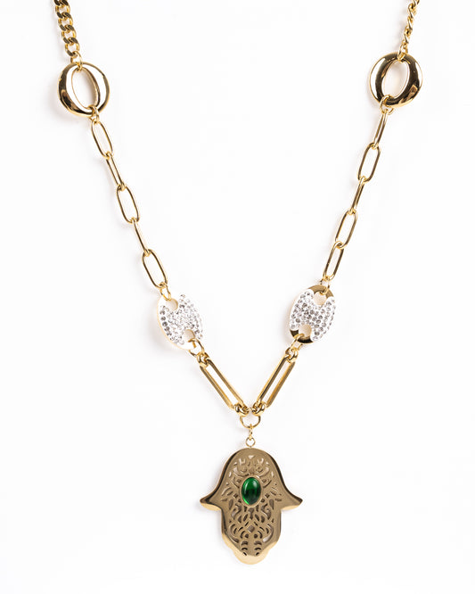 Emerald Green Hand Necklace