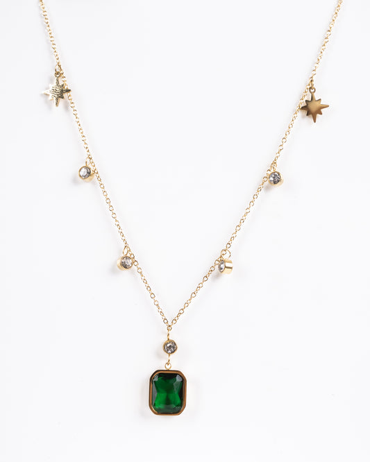 Emerald Green with star Necklace