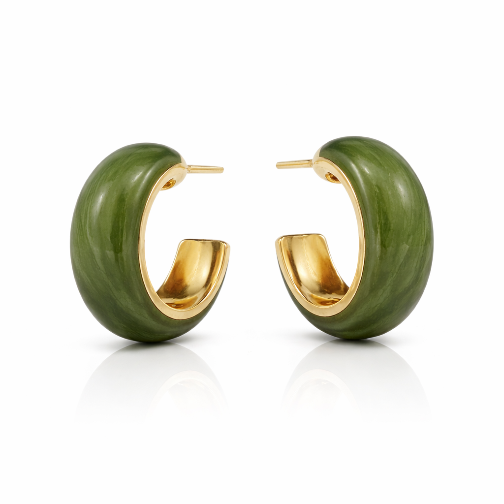 Green Enamel Hoop Earrings