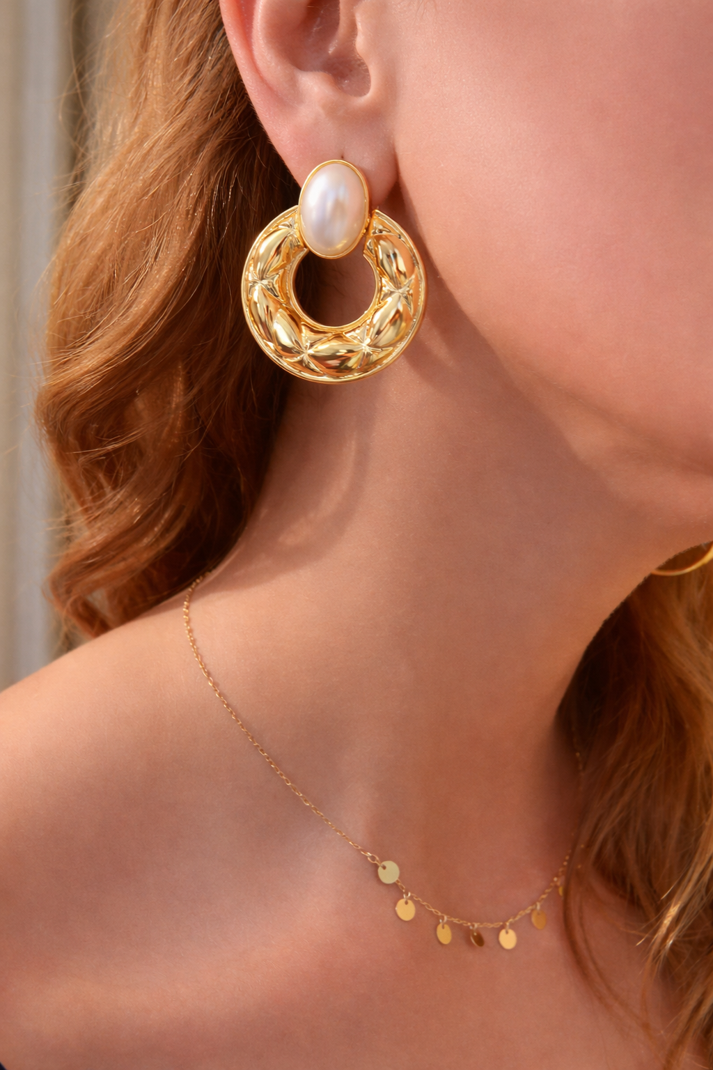 Luna Pearl Hoop Earrings