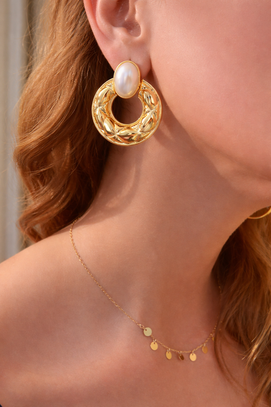 Luna Pearl Hoop Earrings