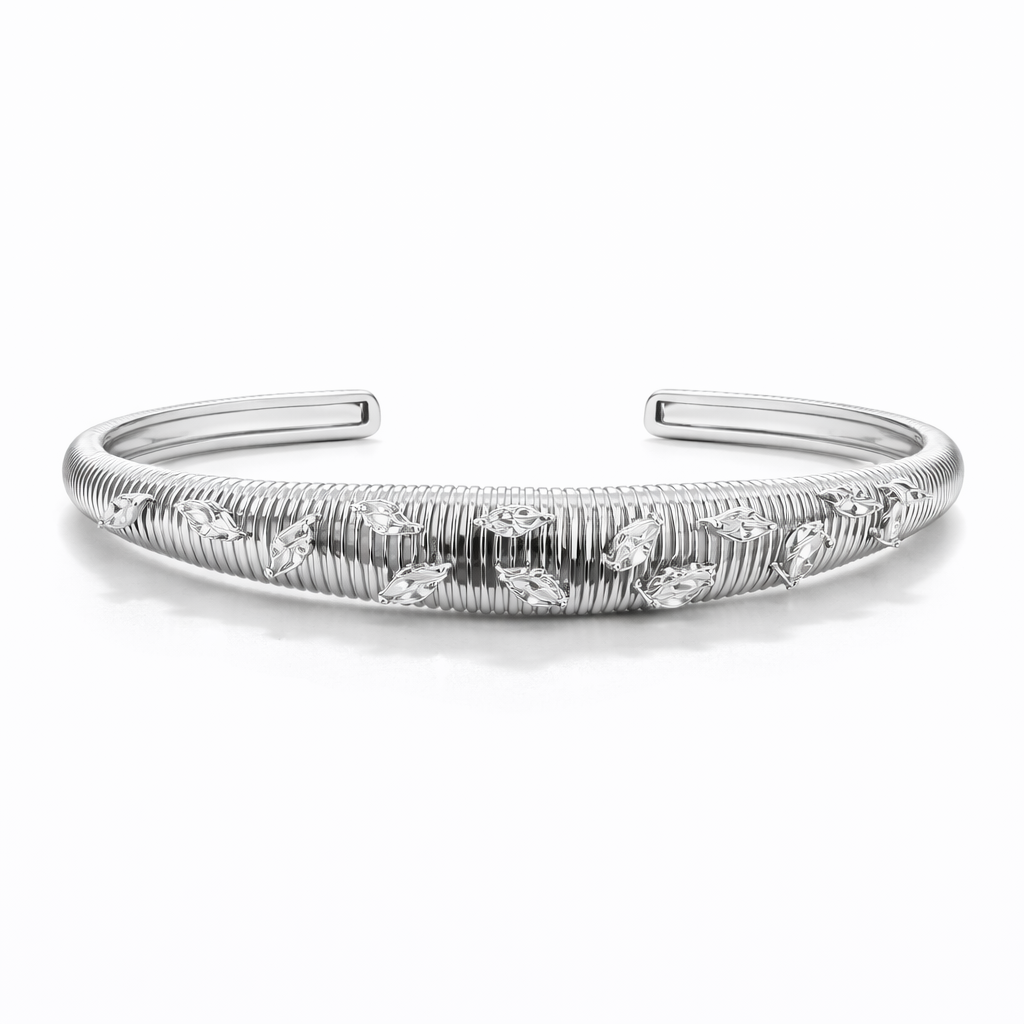 Silver Leaf Cuff Bracelet
