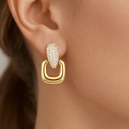 Pavé Square Drop Earrings