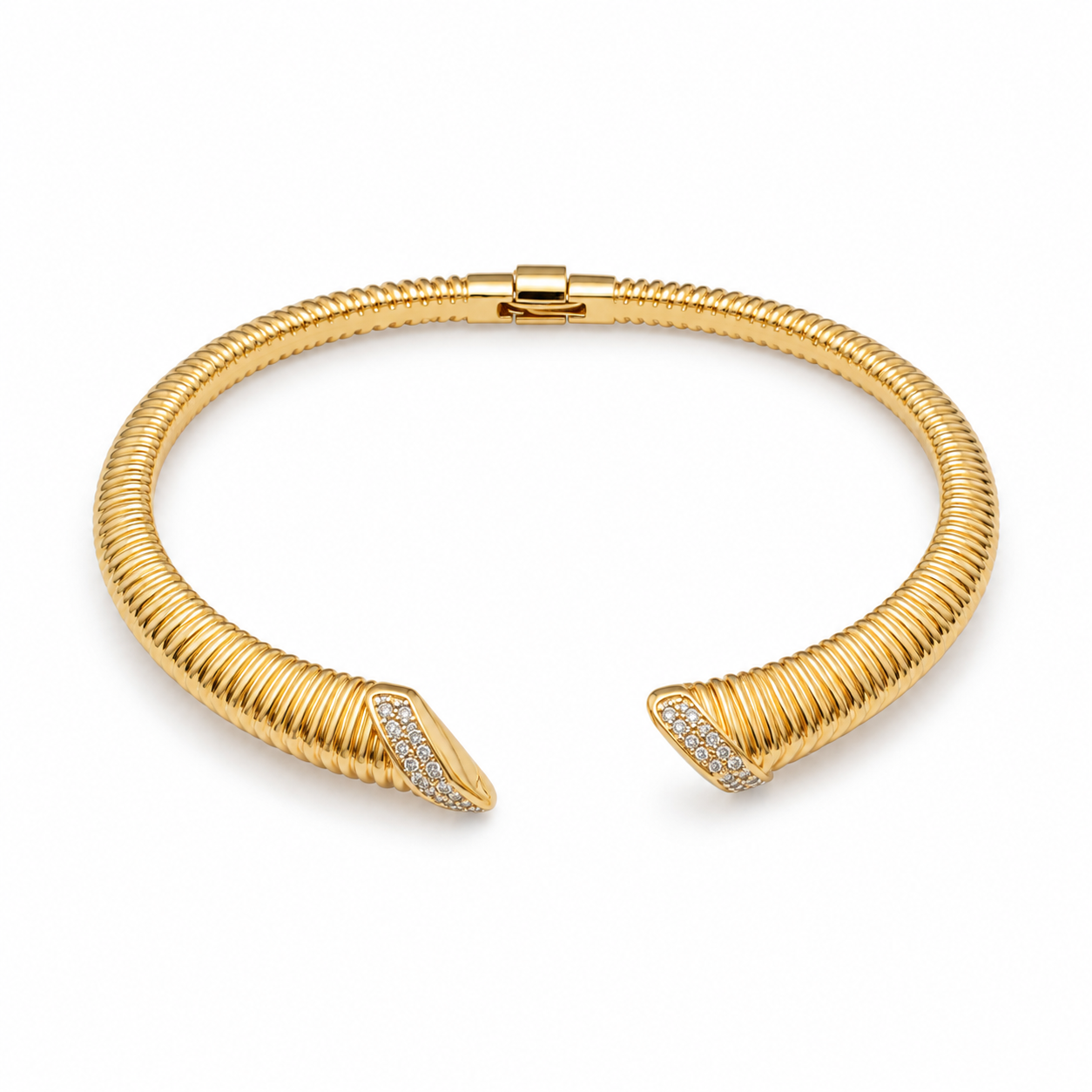 Dual Tone Ribbed Open Bangle