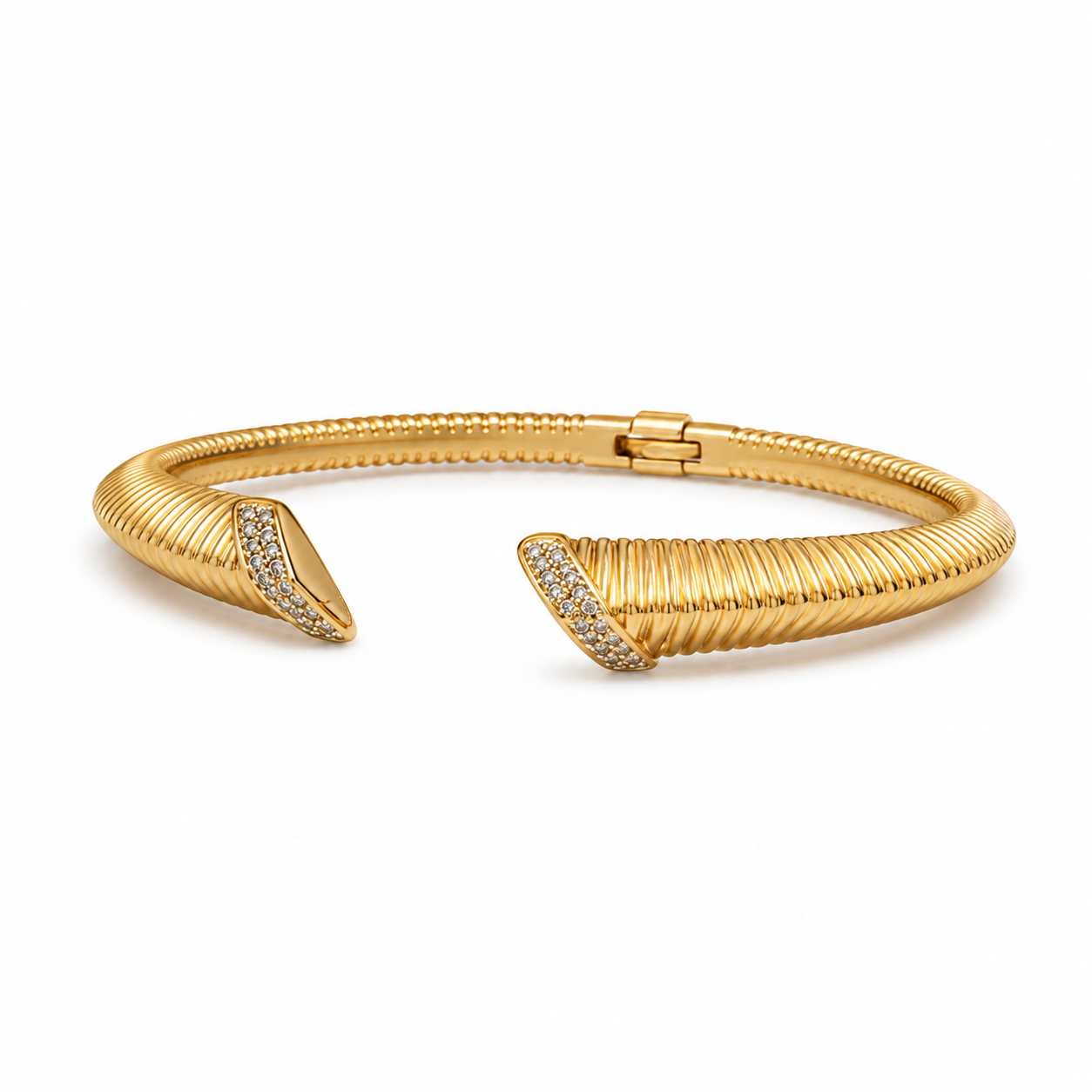 Dual Tone Ribbed Open Bangle