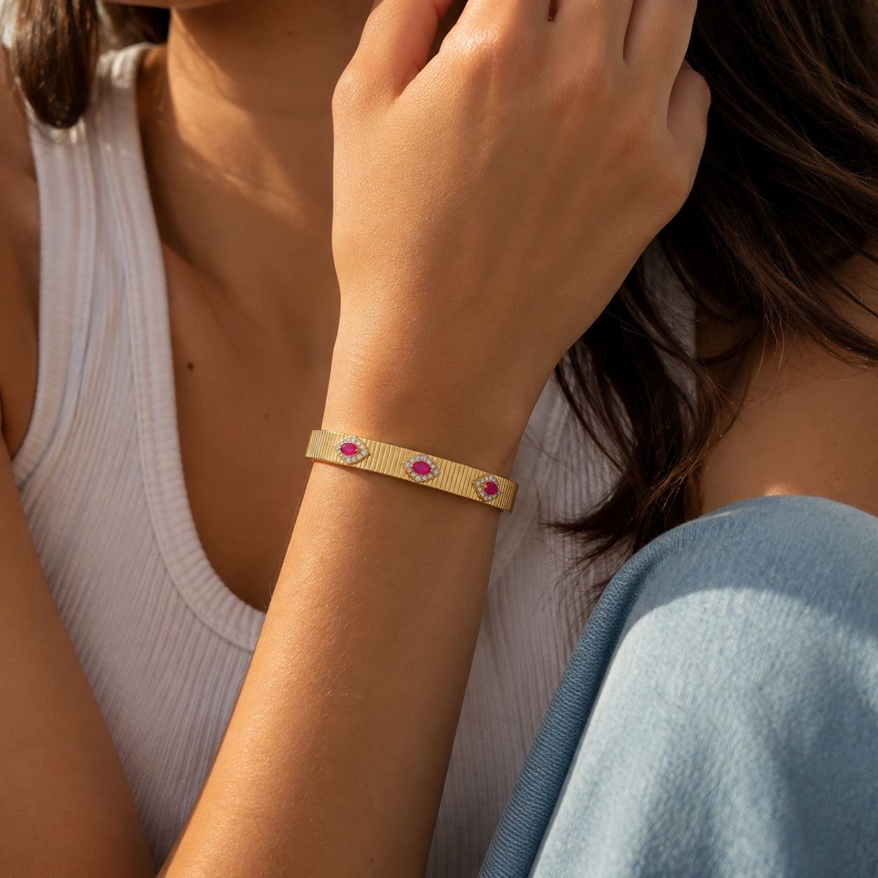 Pink Evil Eye Bangle