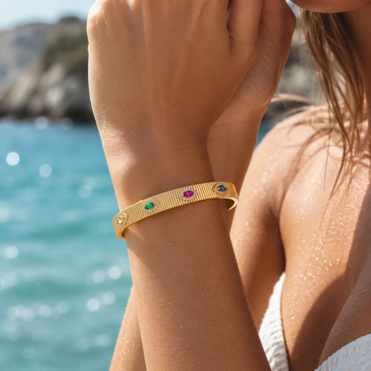 Colorful Evil Eye Bangle
