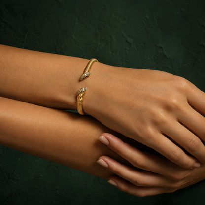 Dual Tone Ribbed Open Bangle