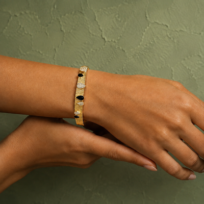 Evil Eye Textured Cuff Bangle