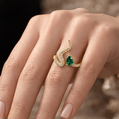 Emerald Serpent Wrap Ring