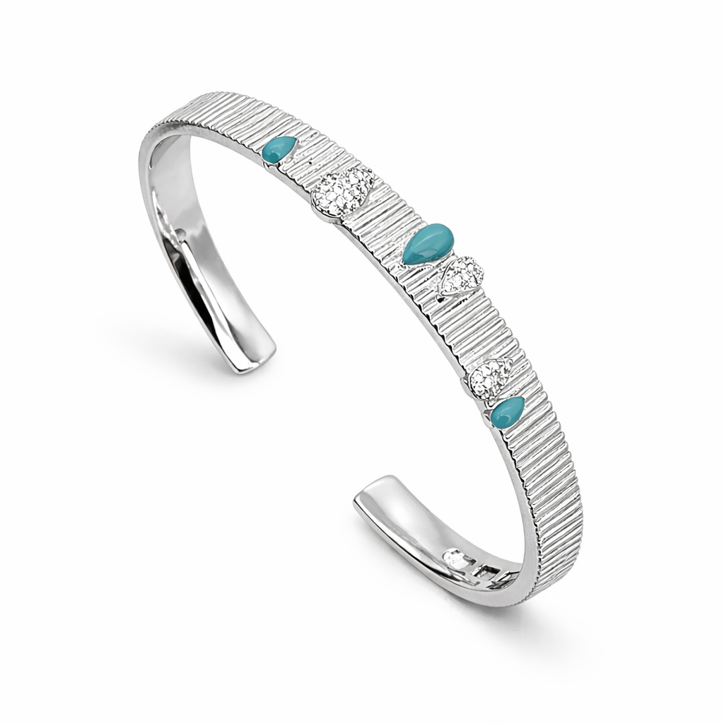 Evil Eye Textured Cuff Bangle