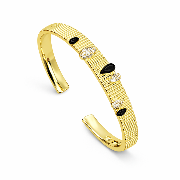 Evil Eye Textured Cuff Bangle