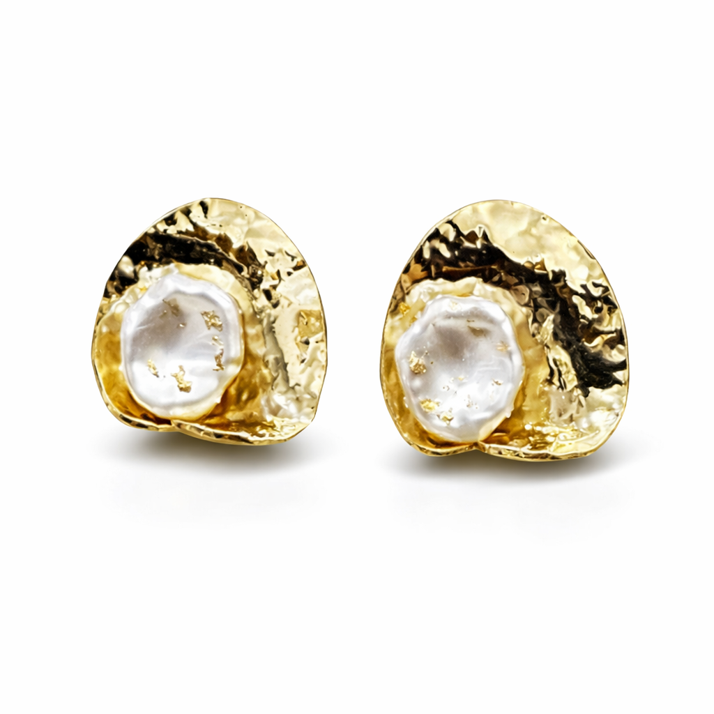 Molten Pearl Stud Earrings