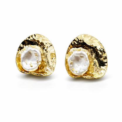 Molten Pearl Stud Earrings