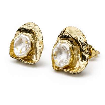 Molten Pearl Stud Earrings