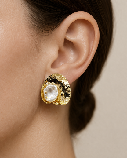Molten Pearl Stud Earrings