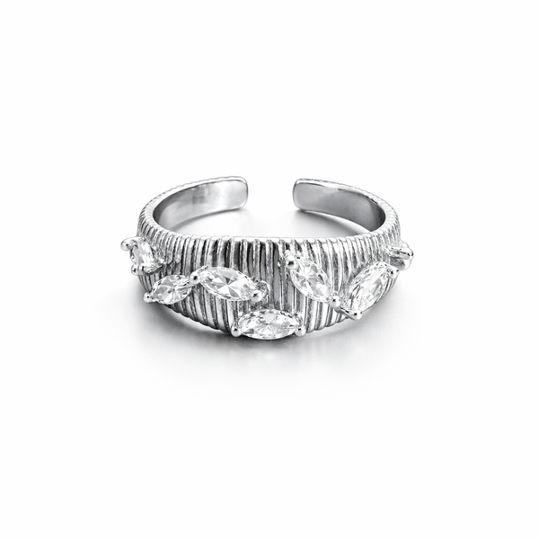 Textured Crystal Dome Ring