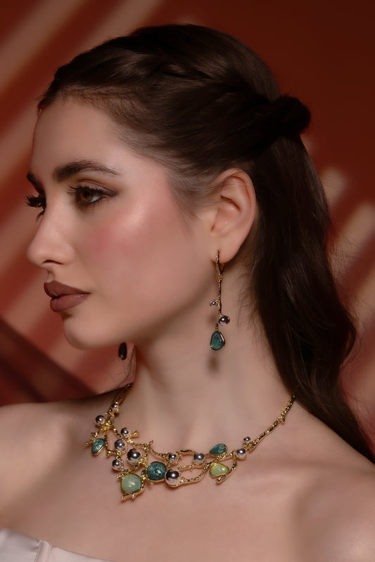 Coral Drop Statement Earrings