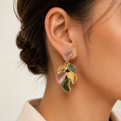 Blush Olive Cascade Earrings