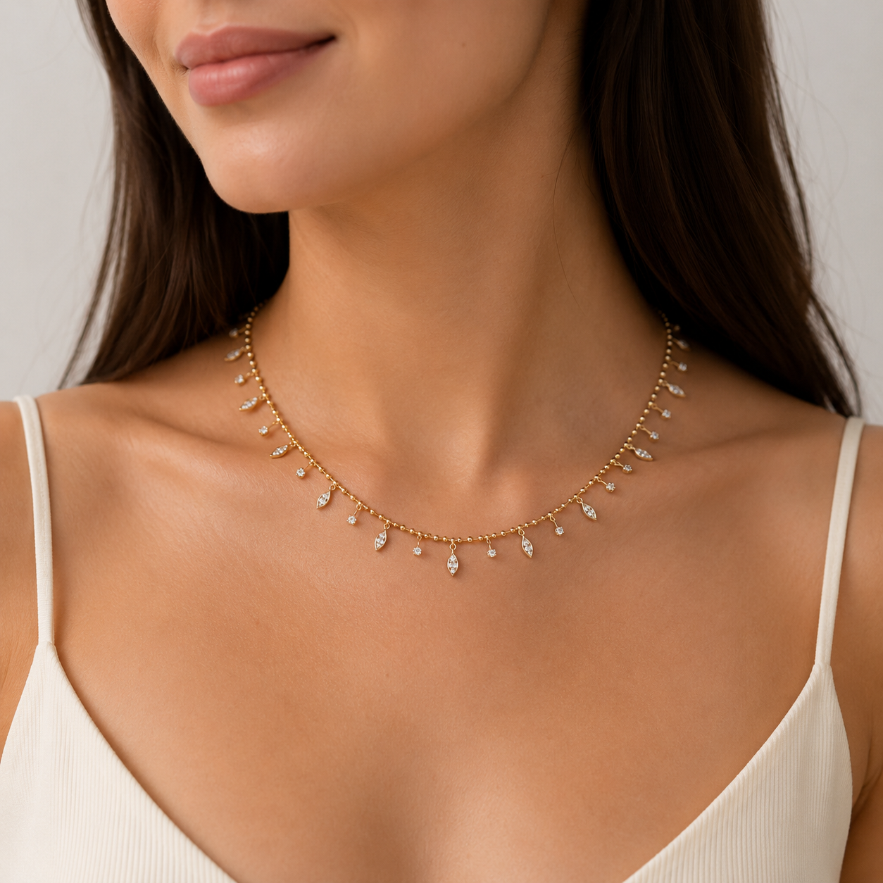 Golden Crystal Charm Necklace
