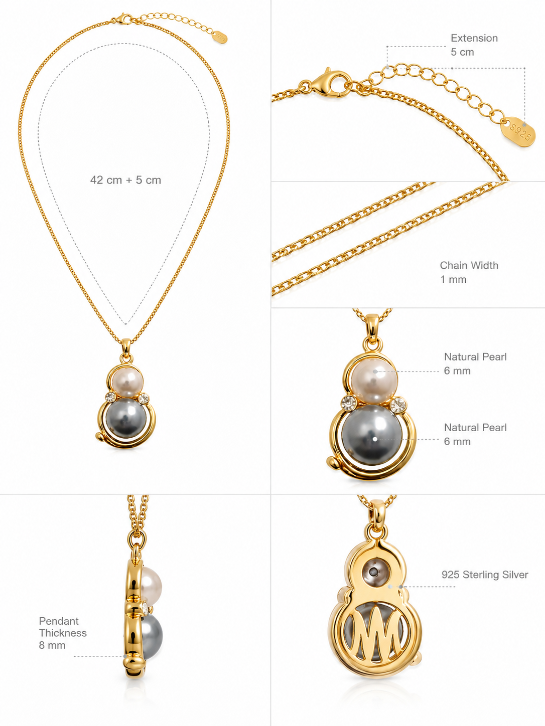 Pearl Duo Pendant Necklace