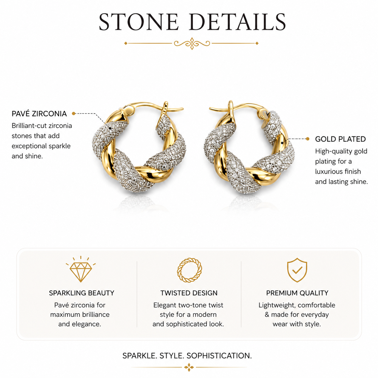 Twisted Pavé Hoop Earrings