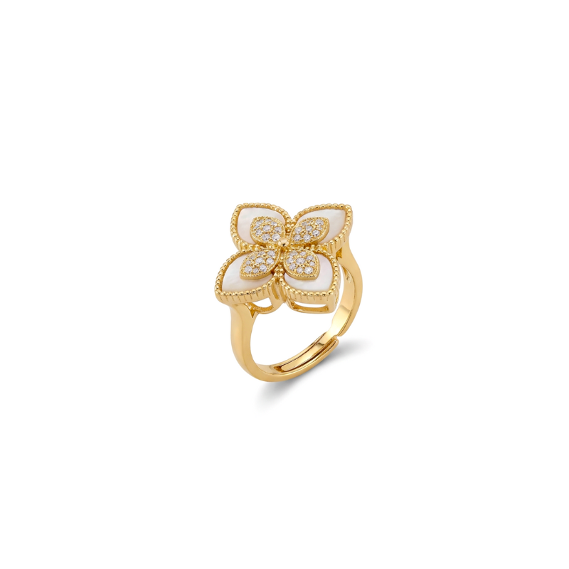 Floral Crystal Statement Ring