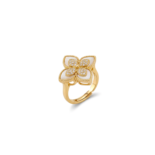 Floral Crystal Statement Ring