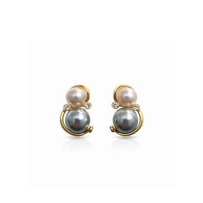 Dual Pearl Orbit Earrings