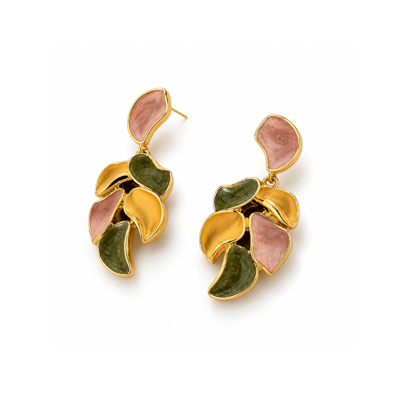 Blush Olive Cascade Earrings