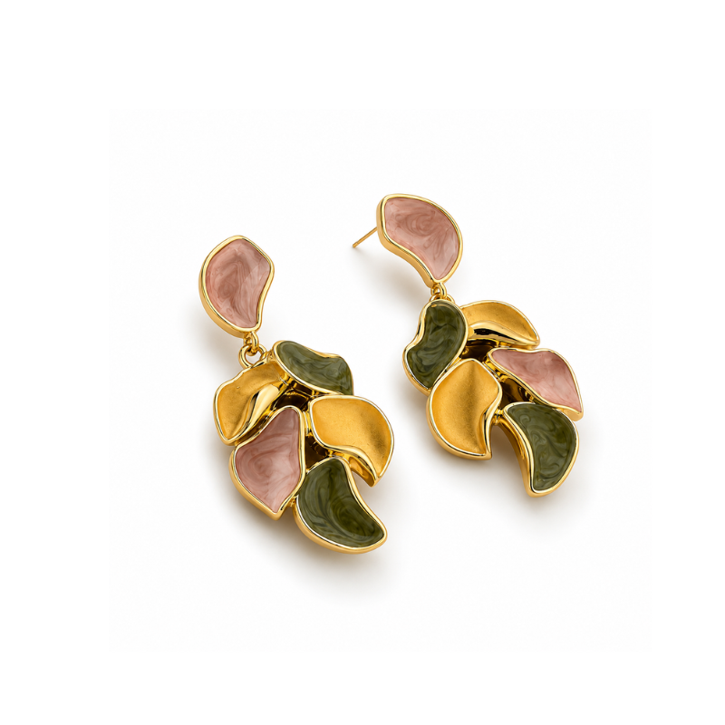 Blush Olive Cascade Earrings