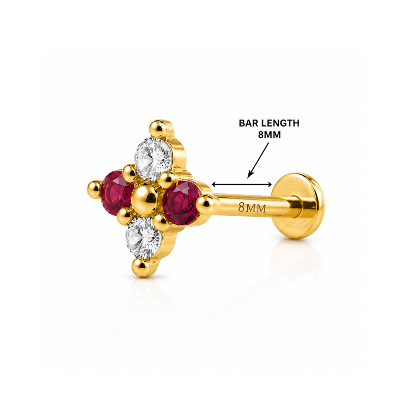 Ruby Cross Piercing