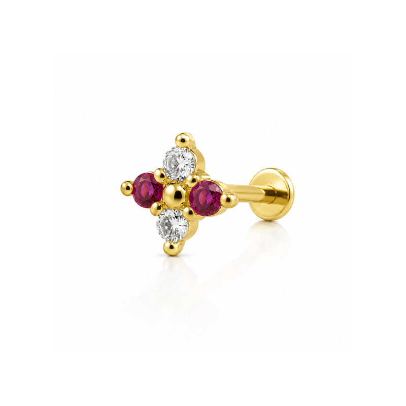 Ruby Cross Piercing