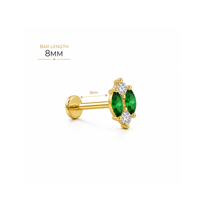 Emerald Marquise Flat Piercing