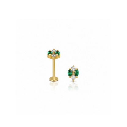Emerald Marquise Flat Piercing