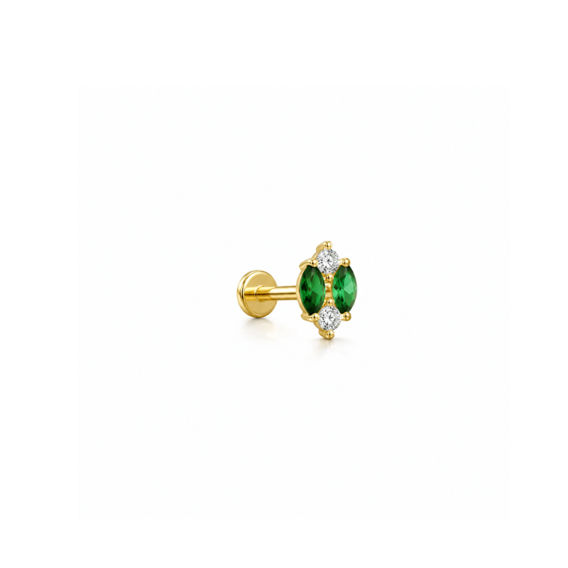 Emerald Marquise Flat Piercing