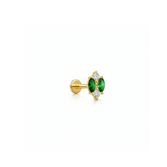 Emerald Marquise Flat Piercing