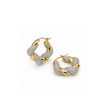 Twisted Pavé Hoop Earrings