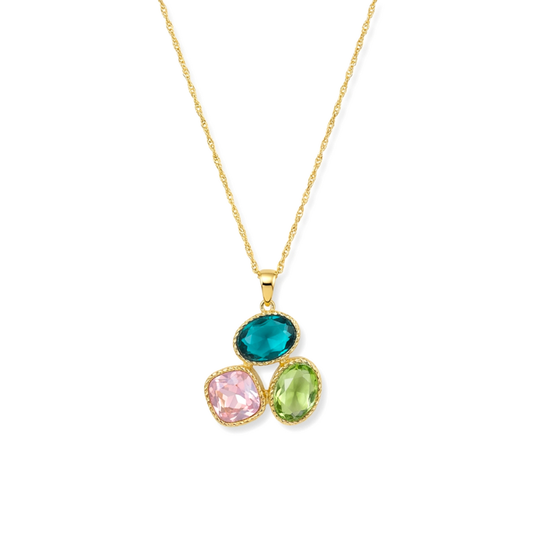Trio Gemstone Pendant Necklace