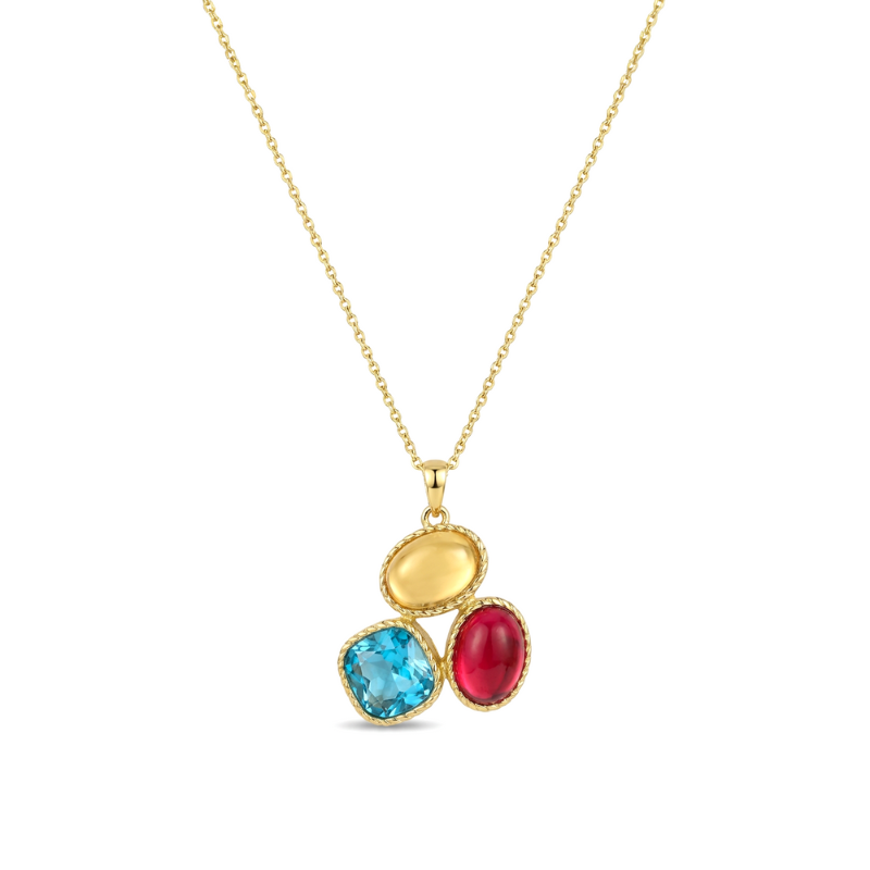 Trio Gemstone Pendant Necklace