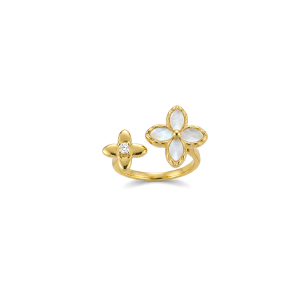 Double Floral Open Ring