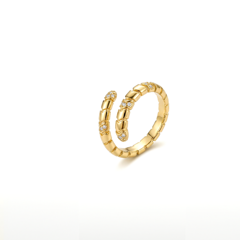 Serpentine Crystal Open Ring