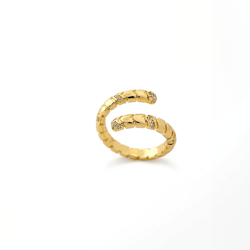 Serpentine Crystal Open Ring