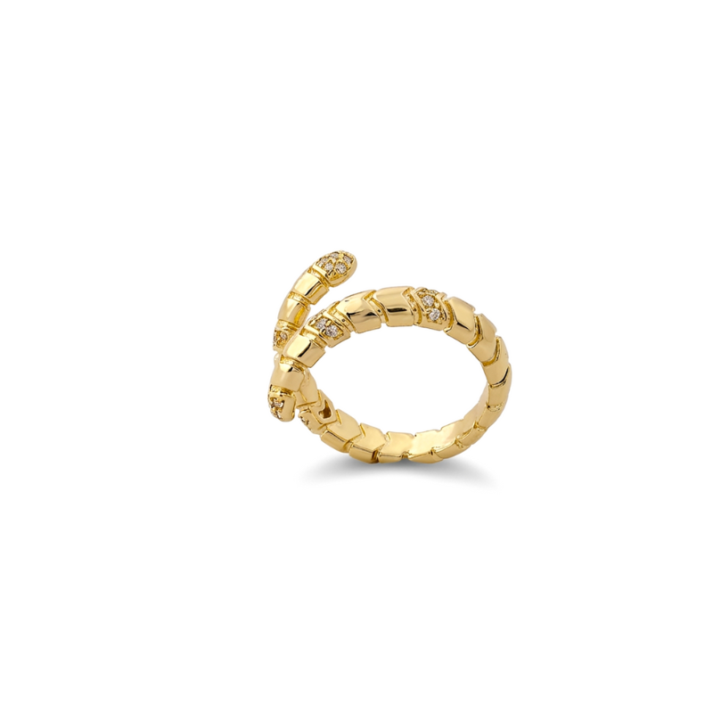 Serpentine Crystal Open Ring