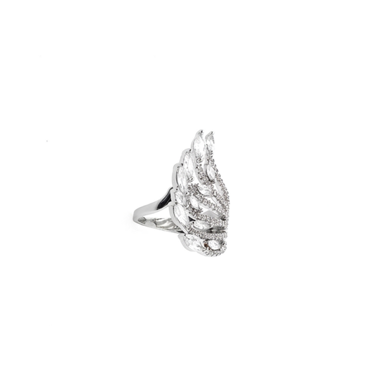 Crystal Feather Statement Ring